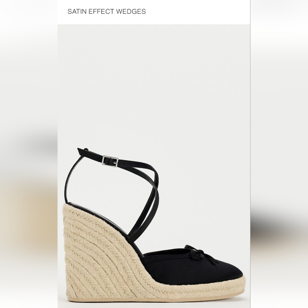 Zara Black Espadrille Wedge Sandals